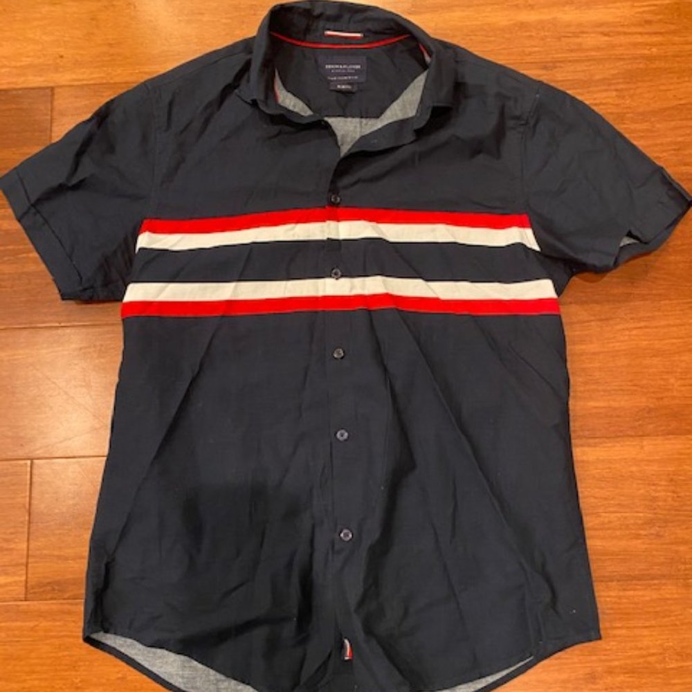 Men's Button Down Dress Shirt - Denim and Flower